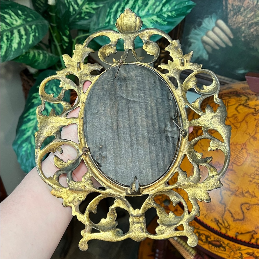 Vintage Antique Gold Gilt Brass Bronze Frame Ornate Italian Filigree Scrollwork - Picture 7 of 10